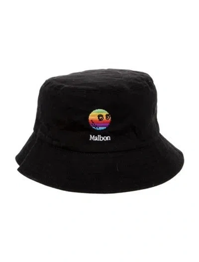 Pre-owned Malbon Golf Embroidered Bucket Hat In Black