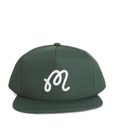 Malbon Golf Embroidered M Snapback Cap In Green