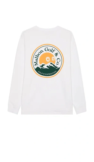 Malbon Golf Expedition Long Sleeve Tee In White