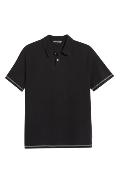 Malbon Golf Fairway Overdye Cotton Golf Polo In Black