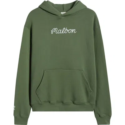 Malbon Golf Fesque Cotton Fleece Hoodie In Green