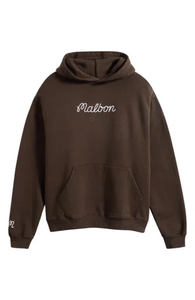 Malbon Golf Fesque Logo Embroidered Hoodie In Brown