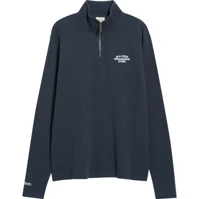 Malbon Golf Flyer Ironworks Mid Layer Stretch Cotton Thermal Pullover In Blue