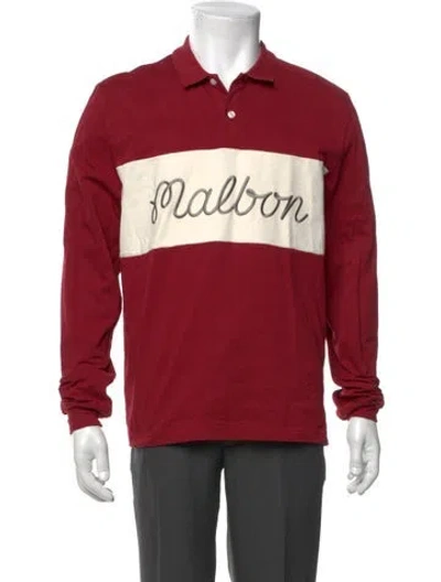 Pre-owned Malbon Golf Graphic Print Collar Polo Shirt In Red
