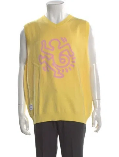 Pre-owned Malbon Graphic Print Crew Neck Pullover In Yellow