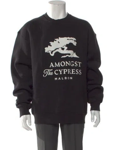 Pre-owned Malbon Graphic Print Crew Neck Sweatshirt In Black