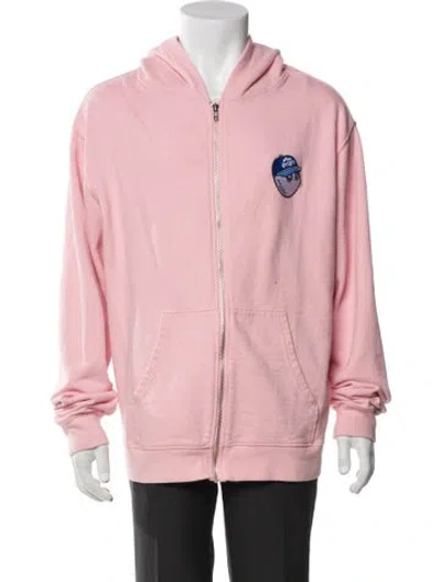 Pre-owned Malbon Golf Graphic Print V-neck Hoodie In Pink