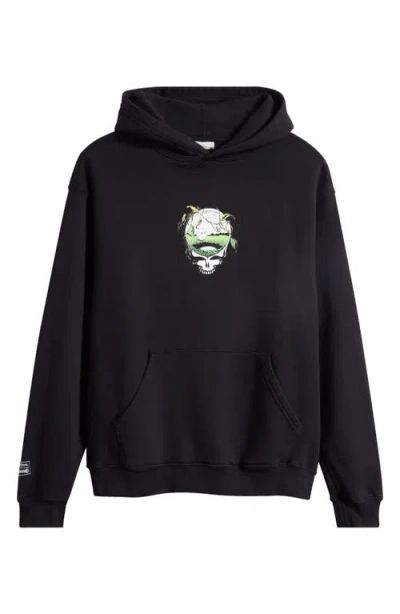 Malbon Golf Grateful Dead Fesque Cotton Graphic Hoodie In Black