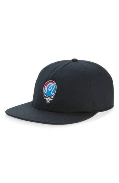 Malbon Golf Grateful Dead Stealie Snapback Baseball Cap In Black