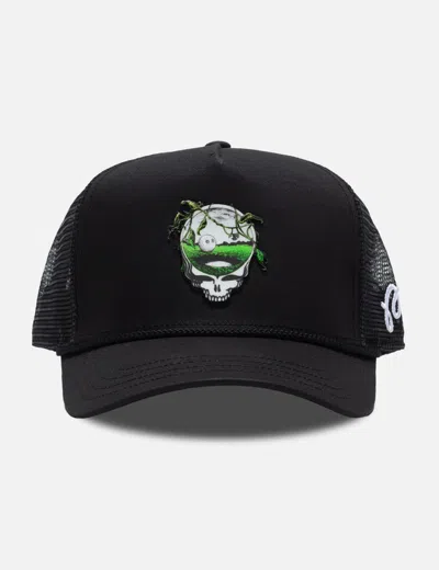 Malbon Golf Grateful Dead Trucker Hat In Black