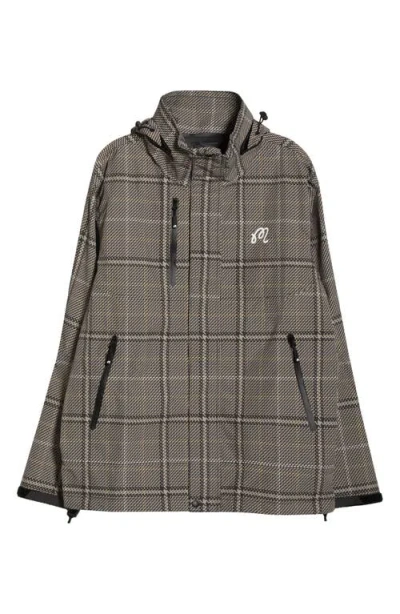 Malbon Golf Jackson Plaid Rain Jacket In Brown