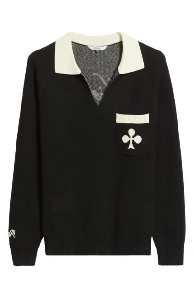 Malbon Golf King Of Clubs Polo Sweater In Black