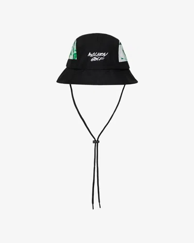 Malbon Golf Men's Futura Tag Bucket Hat In Black