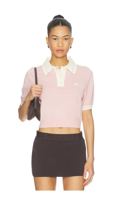Malbon Golf Mikayla Knit Polo Top In Pink