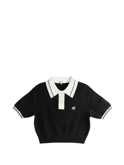 Malbon Golf Mikayla Short-sleeves Collared Polo Top In Black