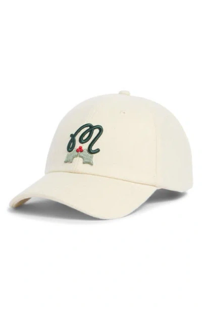 Malbon Golf Mistleflow Embroidered Adjustable Dad Baseball Cap In White