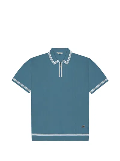 Malbon Navarro Stripe-trim Polo Shirt In Blue