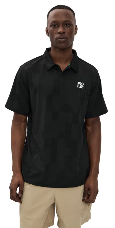 Malbon Golf Performance Mesh Paneled Polo Black