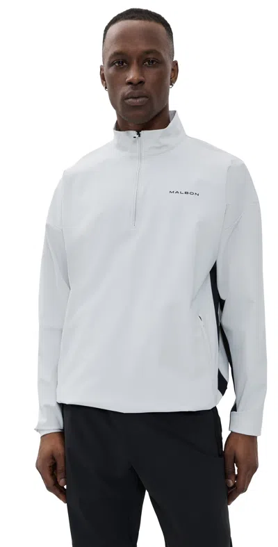 Malbon Performance Quarter Zip Shell Pullover Silver / Black In White