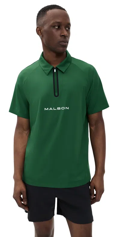 Malbon Golf Performance Zip Raglan Polo Eden In Green