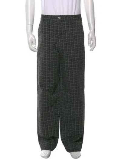 Pre-owned Malbon Golf Plaid Print Pants In Green