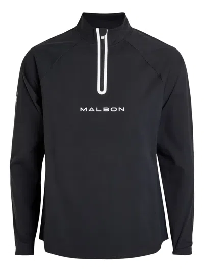 Malbon Raglan-sleeve Quarter-zip Jersey In Black