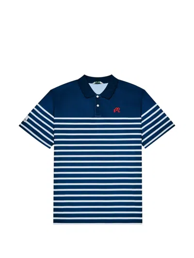 Malbon Golf Striped-pattern Polo Shirt In Blue
