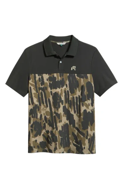 Malbon Golf Tour Divot Camo Polo Shirt In Green