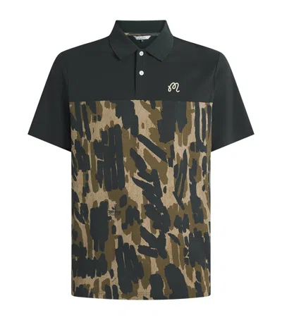 Malbon Golf Tour Divot Camo Polo Shirt In Green
