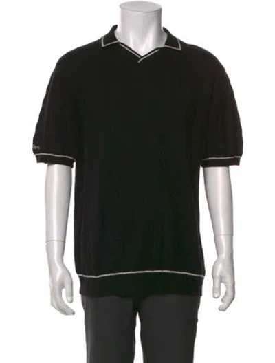 Pre-owned Malbon Golf Wool Collar Polo Sweater In Black
