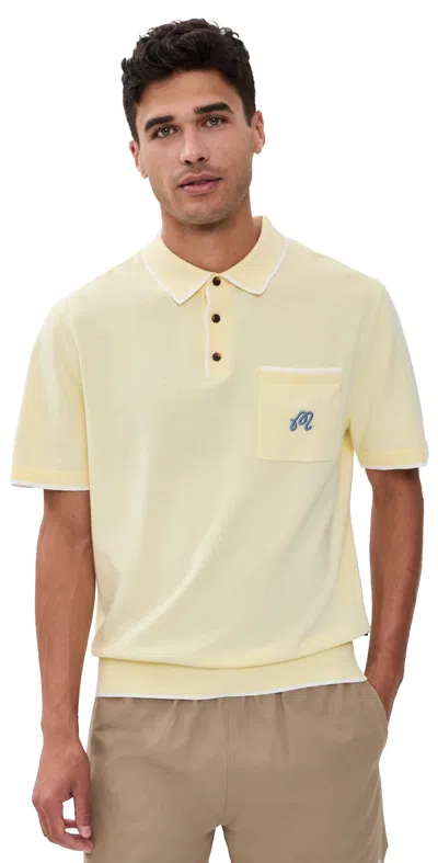 Malbon Golf X Birds Of Georgia Blue Jay Knit Polo Soft Yellow In Brown