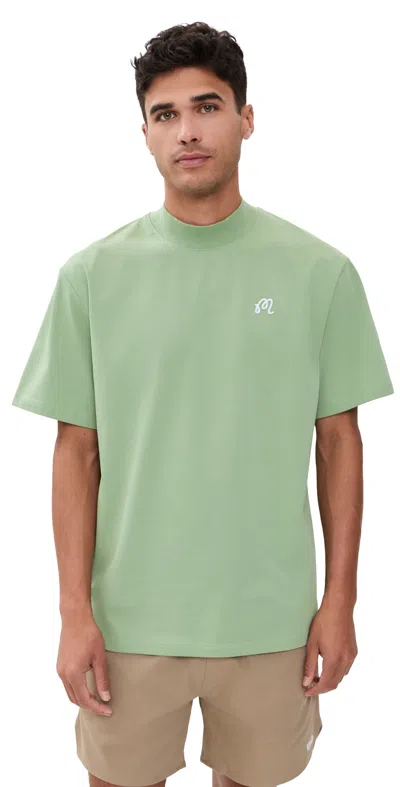 Malbon Golf X Birds Of Georgia Mare Mockneck Tee Seafoam Sage In Green