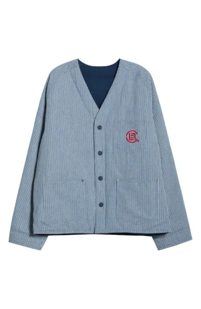 Malbon Golf X Clot Reversible V-neck Jacket In Blue