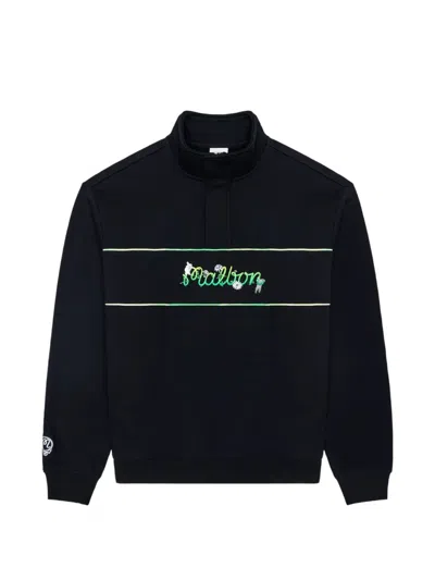 Malbon Golf X Grateful Dead Collegiate Zip Sweatshirt In Black