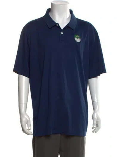 Pre-owned Malbon Graphic Print Collar Polo Shirt In Blue