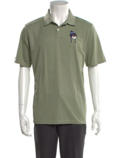 Pre-owned Malbon Graphic Print Collar Polo Shirt In Green