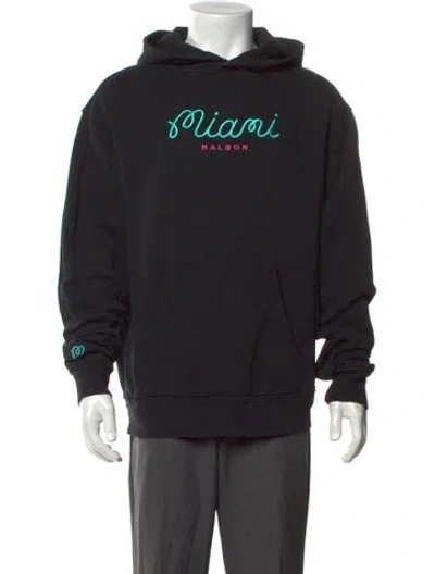 Pre-owned Malbon Graphic Print Crew Neck Hoodie In Black