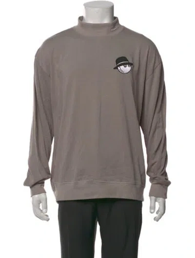 Pre-owned Malbon Graphic Print Mock Neck T-shirt In Grey