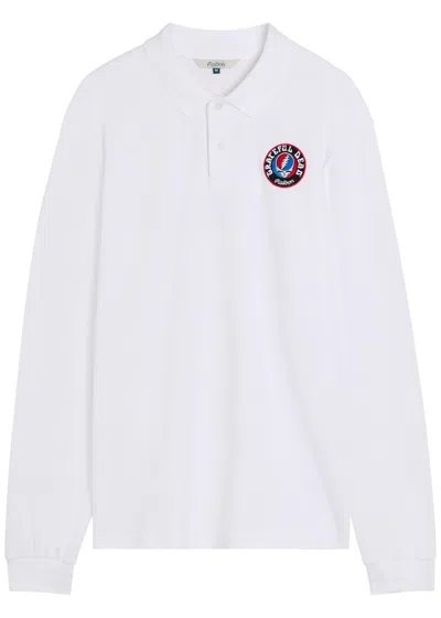 Malbon Grateful Dead Printed Fine-knit Polo Shirt In White