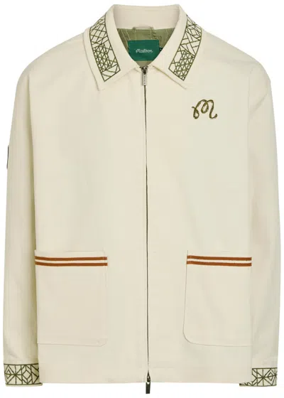 Malbon Harvets Embroidered Stretch-denim Jacket In Gold