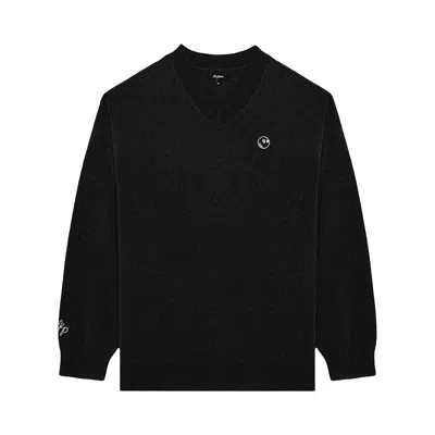 Pre-owned Malbon Jesper Parnevik V Neck Merino Wool Sweater 'black' | Men's Size Xl