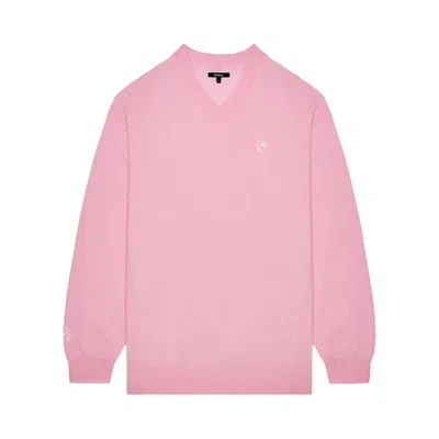 Pre-owned Malbon Jesper Parnevik V Neck Merino Wool Sweater 'pink' | Men's Size Xl