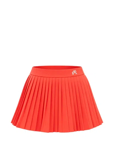 Malbon Kate Pleated Logo-embroidered Skirt In Orange