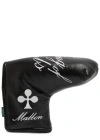 Malbon King Of Clubs Embroidered Leather Golf Club Headcover In Black