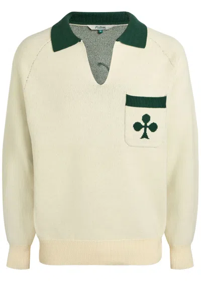 Malbon King Of Clubs Intarsia Cotton-blend Polo Jumper In Neutral