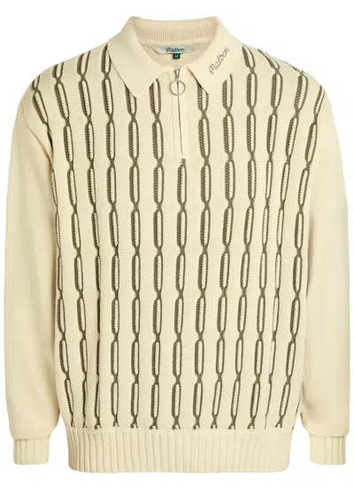 Malbon Links Patterned Cotton-blend Polo Jumper In Neutral