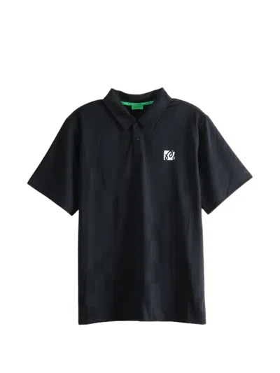 Malbon Logo-patch Polo Shirt In Black