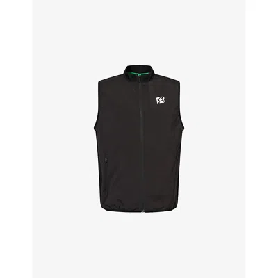 Malbon Mens Black Brand-print Padded Shell Gilet In Multi