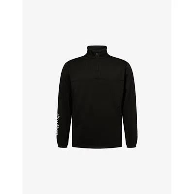 Malbon Mens Black Long-sleeve Quarter-zip Woven Pullover