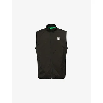 Malbon Mens Black Performance Ribbed Panel Woven Vest
